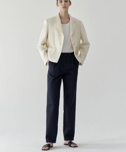 Women's Tweed Blazers Jackets Casual Long Sleeve Turn-Down Collar Business Casual Cropped Coats3