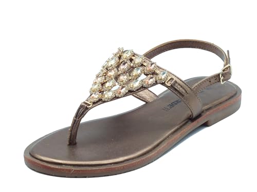 Tongs cuir bronze Valleverde 14121 fini les maux de pieds grâce au talon bas