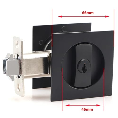 Pocket Door Lock Pocket Door Latch Black Hardware Contemporary Privacy Squar Sliding Lock with Keys miniatura 4