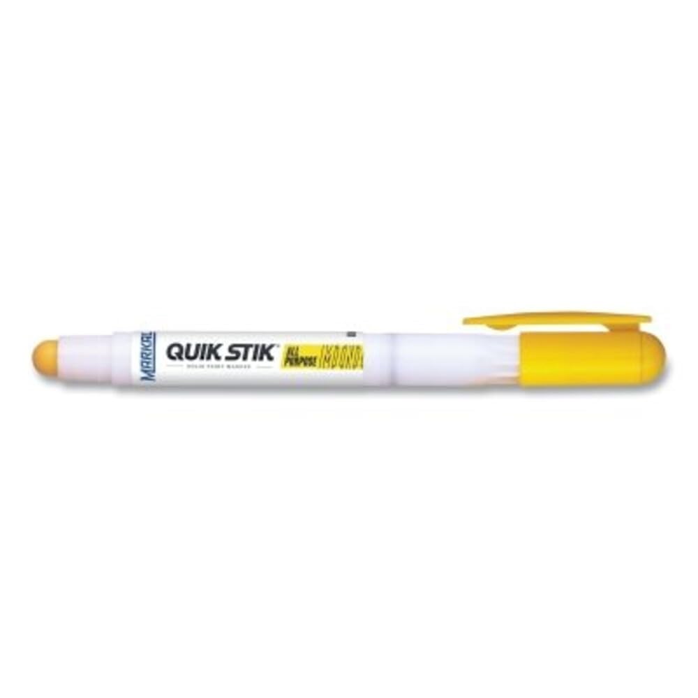 61127- Quik Stik All Purpose Mini, Solid Paint Marker, Perfect for Wood, Metal, Tire marking & Construction, Marks on Any Surface-Wet, Smooth, Rough, or Hot, Yellow Color (12 Pk)