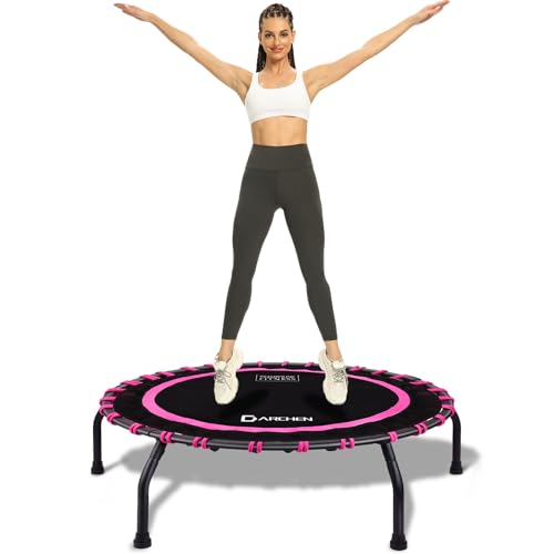 DARCHEN Mini trampolino elastico per adulti, piccolo trampolino elastico per esercizi di allenamento fitness per un rimbalzo più sicuro e silenzioso [100 cm]