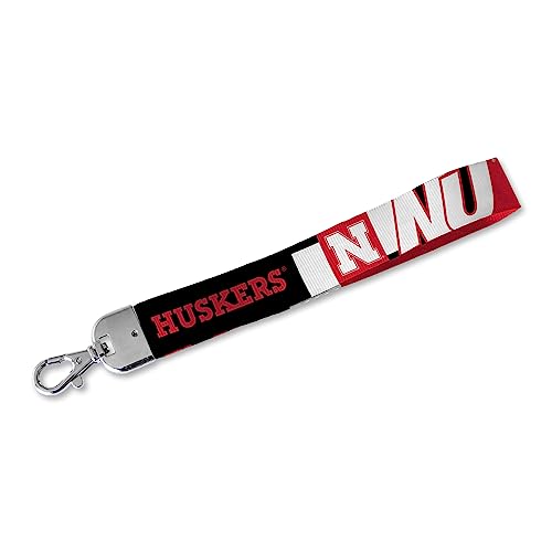 Rico Industries NCAA Nebraska Cornhuskers Wrist Lanyard Key Chain, Cute Wristlet Strap Keychain Holder for Women Men Car Keys ID Badges Card Wallet Phone Camera
