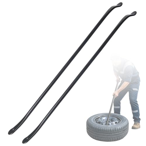 2 Pack 38 Inch x 4/5 Inch Heavy Duty Tire Iron Bar Forged 40Cr Steel Tire Spoon Semi Truck Tire Changing Tools Extra Long Design for Semi Truck Tractor Trailer RV Bus & Pickup Black