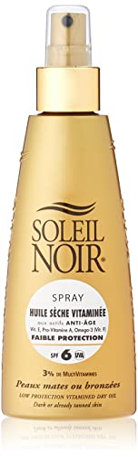 Soleil Noir Spray Huile Sèche Vitaminée 6 Protection Faible, Or, 150 ml