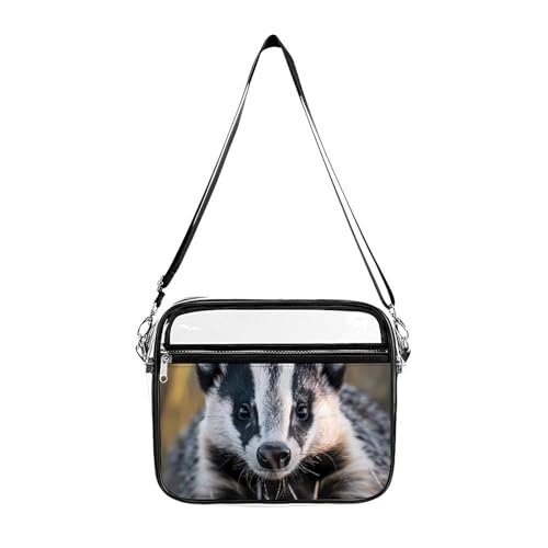U.S. Badgers Large Clear Stadium Bag Clear Mini Messenger Bags with 2 Compartments Crossbody Bag
