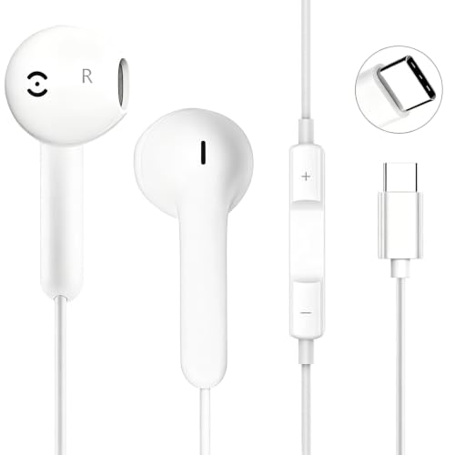Qi Gxinr USB C Kopfhörer mit Kabel für iPhone 17 USBC Kabelkopfhörer Mit Mikrofon Kabelkopfhörer für iPhone 15 Plus/16 ProMax iPad Pro Galaxy S23 S22 S21 FE iPad Pro Google Pixel