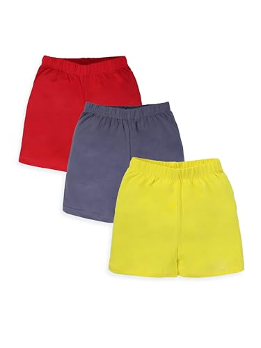 Image of KiddoPanti Girls Cycling Shorts Pack of 3 | Soft & Stretchy Cotton Spandex | Comfortable Fit with Elastic Waistband | Solid Colors Half Tights for Girls Inners
