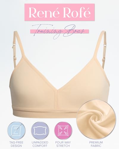 Rene Rofe Girls Training Bra - 3 Pack Seamless Comfort Stretch Cami Bralette, Removable Pads (7-14)2
