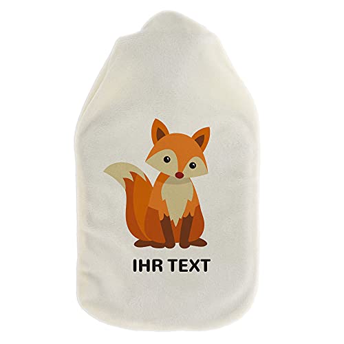 stempel-fabrik – Wärmflasche mit personalisierbarem Bezug – kuscheliger Wärmflaschenbezug mit Wunschtext wie Namen individuell gestalten – Geschenkidee für Kinder & Erwachsene (800 ml | Fuchs)