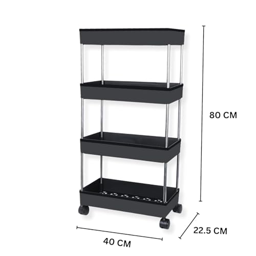 Image of YouCopia Multi Trolly Multipurpose Portable Storage Floor Standing Or Tabletop Rack|Trolley with Wheels for Kitchen Storage, Tiered Shelf Kitchen Trolley Modern Knits Transparent (Grey)