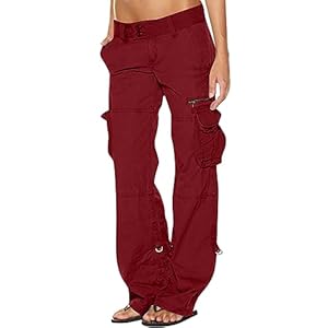 Women’s Tall Cargo Pants with Pockets Outdoor Casual Military Trousers Work Pants Low Waist Relaxed, XS-4XL