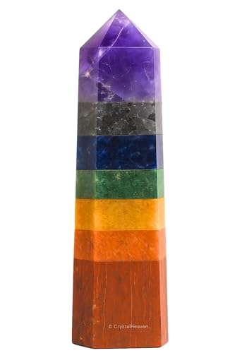 Image of Crystal Heaven Chakra Crystal Tower Obelisk Point For Chakra, Healing And Balancing - Aaa Grade Original Certified Gemstone Agate For Reiki Meditation Yoga Spiritual (3-4 Inches)