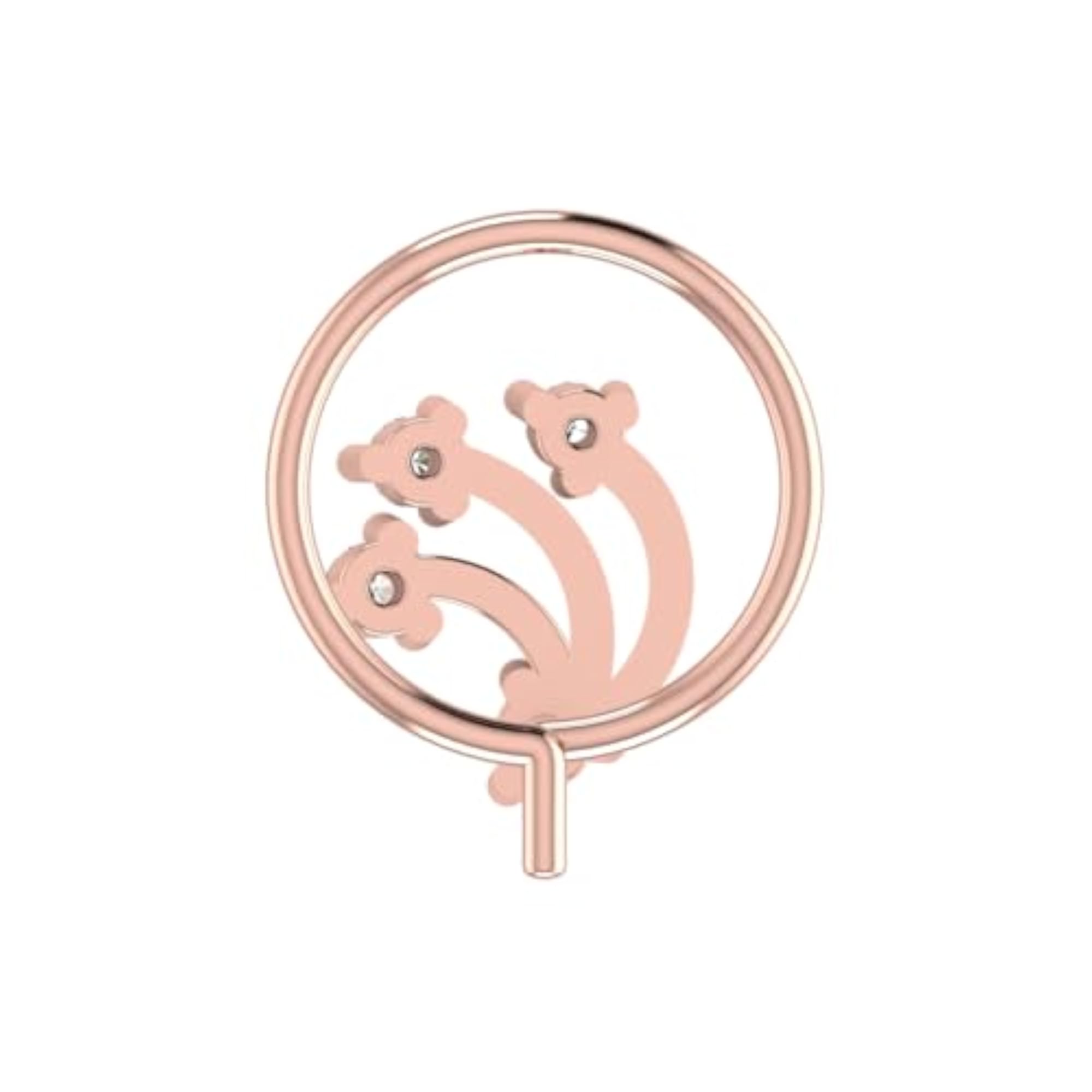 9K BIS Hallmarked Rose Gold Stud Nosering, Elegant
