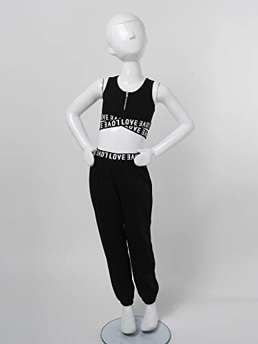 Kids Girls Hip Hop Dance Outfit Tracksuit Jazz Crop Tank Sport Bra with Athletic Trousers Street Pants Set4
