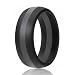 ROQ Silicone Wedding Ring for Men, Silicone Rubber Band - Black with Grey Stripe, Size 11