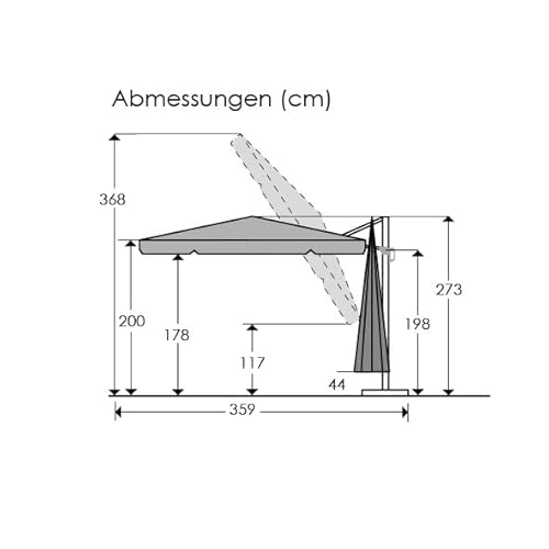 Sombrilla Schneider Rhodos, antracita, cuadrada de 300 x 300 cm, 782-15, estructura de aluminio/acero, funda de poliéster, 24 kg, antracita