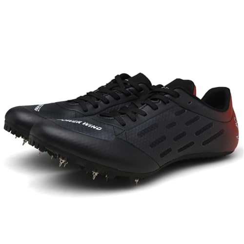 sekiueo Zapatillas De Atletismo para Hombre Profesionales con 7 Clavos Ligeras para Correr Competir Y Saltar,Negro,44 EU
