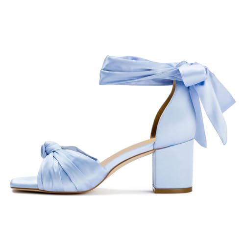 miss left Women Elegant Open Square Toe Block Low Heel Sandals Strappy Ankle Strap Graceful Wedding Party Prom Shoes Size 4-16 US