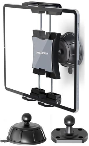 OHLPRO Support Mural Tablette, 2 en 1 Base Ventouse+Perçage Universel Support Mural iPad Rotative à 360° Réglable Compatible avec iPad Galaxy Tab...