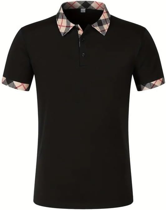 Mens Casual Polo Shirt Classic Buttoned Henley Neck Basic Short Sleeve Fashionable Golf Collar Shirt - Image 2