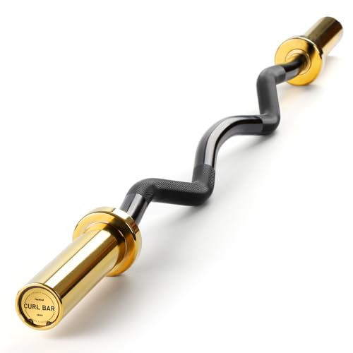 PhysKcal EZ Curl Bar 1.2 m for 2 Inches Weight Plates 4 ft Black & Golden