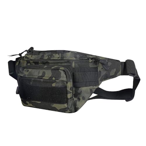 Huntvp Bolsa de Riñonera Mochila de Bandolera 2 Vías de Llevar Estilo Militar Táctical Bolsa de Múltiple Función Impermeable para Aire Libre Correr Senderismo Ciclismo Camping, Camuflaje-M