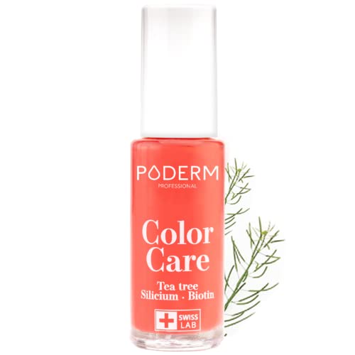 PODERM - ESMALTE DE UÑAS TEA TREE PARA HONGOS DE UÑAS - TRATAR LAS UÑAS AMARILLAS/DAÑADAS - Esmastas-cuidado - Previene y trata HONGOS - CUIDADO 2 IN 1 - FÓRMULA ÚNICA - Hecho en Suiza (Rose...