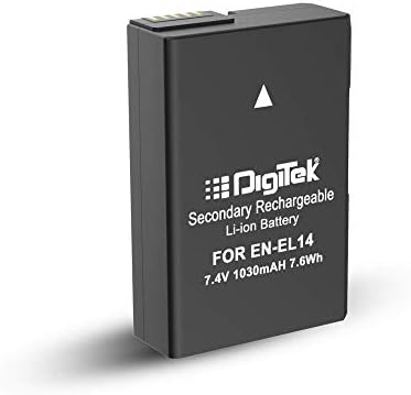 Digitek EN-EL14 Rechargeable Li-ion Battery 1030mAh for Nikon Cameras, Compatible with D3100, D3200, D3300, D3400, D3500, D5100, D5200, D5300, D5500, D5600 & More