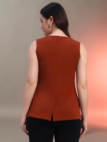 Image of Trend Arrest.ed Stretchable Waistcoat Top for Women | Button Front | Sleeveless Slim Fit Vest for Casual & Workwear