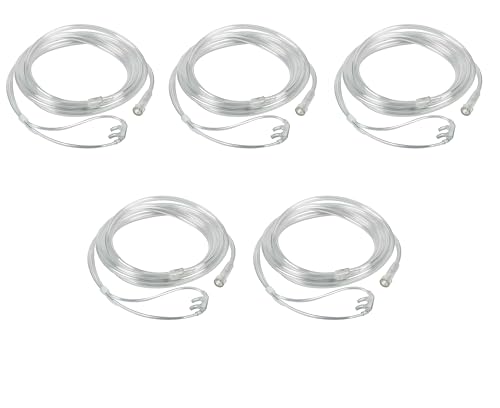7 Foot Oxygen Nasal Cannula - 5 Pack Soft Fit Cannulas for Oxygen - Standard Kink Resistant Lightweight Oxygen Tubing Cannula