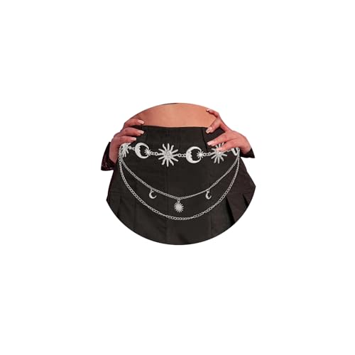 ELABEST Sun Belt Moon Chain Belt Layered Mental Belt Chain for Jeans Dress