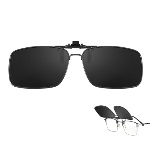 FIMILU Clips on Sunglasses Over Prescription Glasses for Men Women，Polarized Reduce Glare UV400 protection Metal Frame