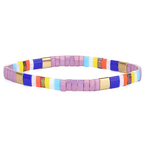 Image of KELITCH Women Stretch Bracelets Mixed Tila Seed Beaded Bracelets Lucky Jewelry for Women Lovers