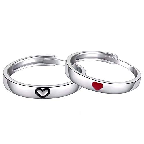 2 Pcs Sun Moon Matching Rings Set Couple Friendship Lover Open Adjustable Rings Minimalist Heart Engagement Wedding Bands Simple Multi-Style Jewelry for Him Her Lover Couples2