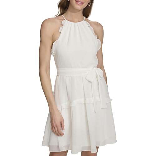 Robe moulante et évasée DKNY ivoire : sublimez votre silhouette avec ce dos nu chic taille 48