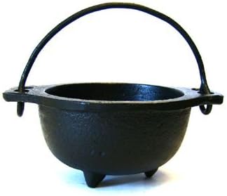 (2.5" Diameter) - Cast Iron Cauldron w/handle, ideal for smudging, incense burning, ritual purpose, decoration, candle holder, etc. (4" Diameter Handle to Handle, 2.5" Inside Diameter)