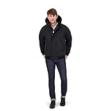 Sean John Men's Ultra Warm Bomber Jacket with Sherpa Trim Hood, Black, Medium