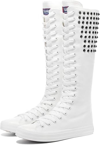 Bottes en toile à rivets longs Momuk confortables style punk