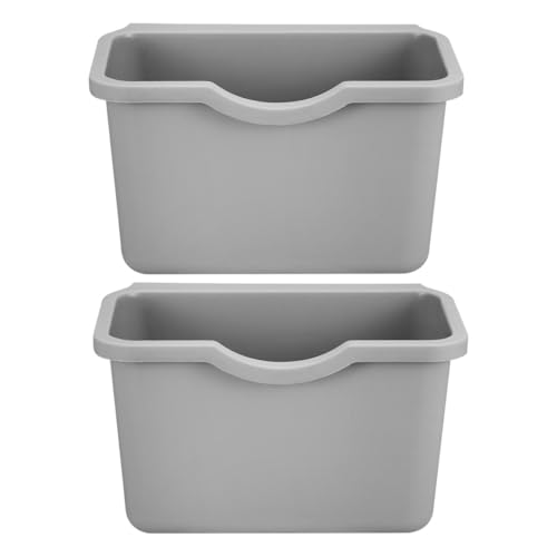 FENICAL Cubos de Basura de Cocina Colgantes Pequeños, 2 Piezas, Plástico Resistente Gris, Ahorro de Espacio para Montaje en Pared, Contenedor Práctico para Hogar y Almacenamiento