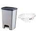 CURVER | Poubelle à pédale essentials 20L, Gris/Anthracite, 30,3 x 29,4 x 42,8 cm, Plastique & Passoire à pieds, Blanc, 25,4 x 31 x 11,2 cm, Plastique
