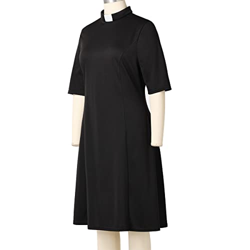 Church Clergy Dress for Women Minister Half Sleeve Loose Elegant Dress with Tab Collar3