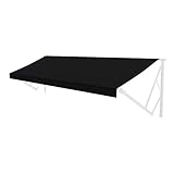 Solera Universal Fit Heavy-Duty Vinyl RV Patio Awning Replacement Fabric Solid Black 20' Awning (19'4' Fabric)