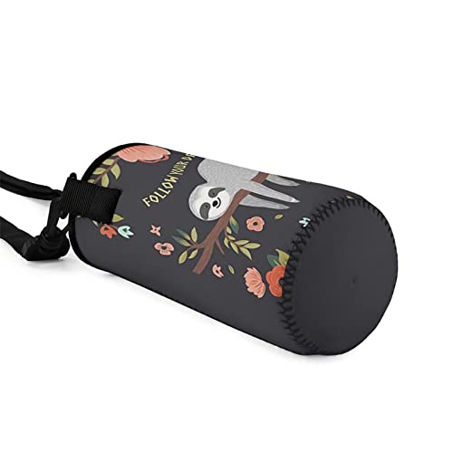 COEQINE Insulated Neoprene Water Bottle Carrier Holder Bag Adjustable Shoulder Strap Print Cute Sloth for Adult Kids Walking Hiking Stainless Steel and Plastic Bottle - Image 3