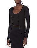 the drop anya cardigan a costine attillato da donna, nero, xxs