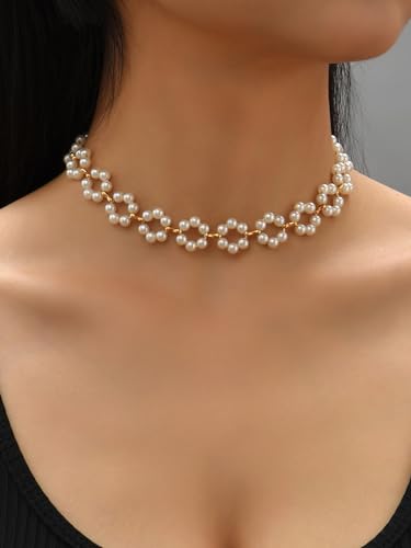 Image of Shining Diva Fashion Stylish Pearl Chain Pendant Choker Necklace for Women and Girls