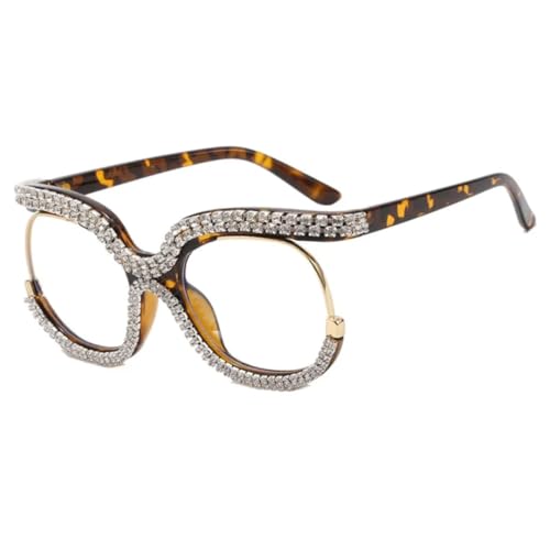 Lunettes de soleil strass pour femmes à monture large tendance
