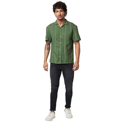 Image of Spykar Solid Half Sleeve Regular Fit Shirt for Men