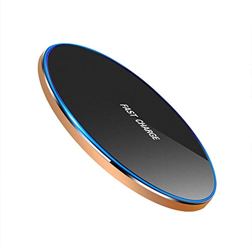 Chargeur sans fil 10W station de charge rapide Qi noire et dorée