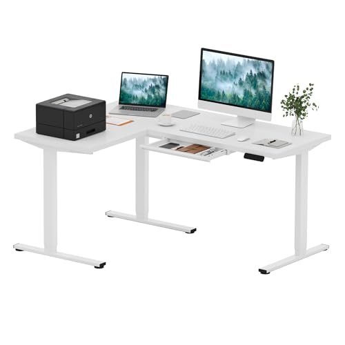 Image of SANODESK Electric L-Shaped Corner Standing Desk with Drawer,63x48