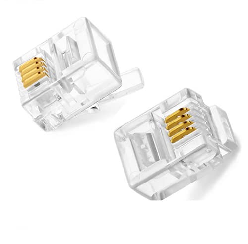 TECH-X Telephone Plug 4 Pin RJ11 6P4C Modular Plug Telephone Phone Connector Crystal Head Plug Network Connector (6/2, Telephone Cord Connector Adapter Crimp) Four-core Cable RJ 11 Plug,Pack 10-image-42